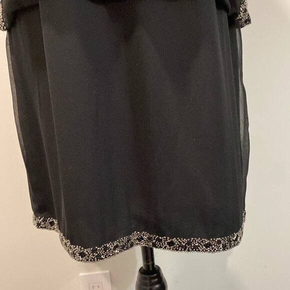 JKara Beaded Dress Black Blouson Sleeveless Size 12 - Picture 13 of 16